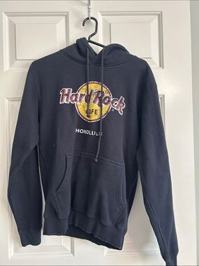 Hard Rock Cafe Black Pullover Hoodie with Yellow Logo